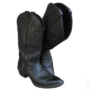 Justin Size 10D Deercow Stampede 2553 Black Leather Western Boots
